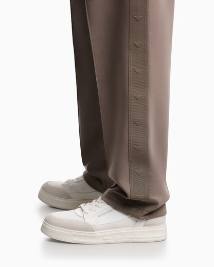 Emporio Armani Double-jersey trousers with micro eagle logo band
