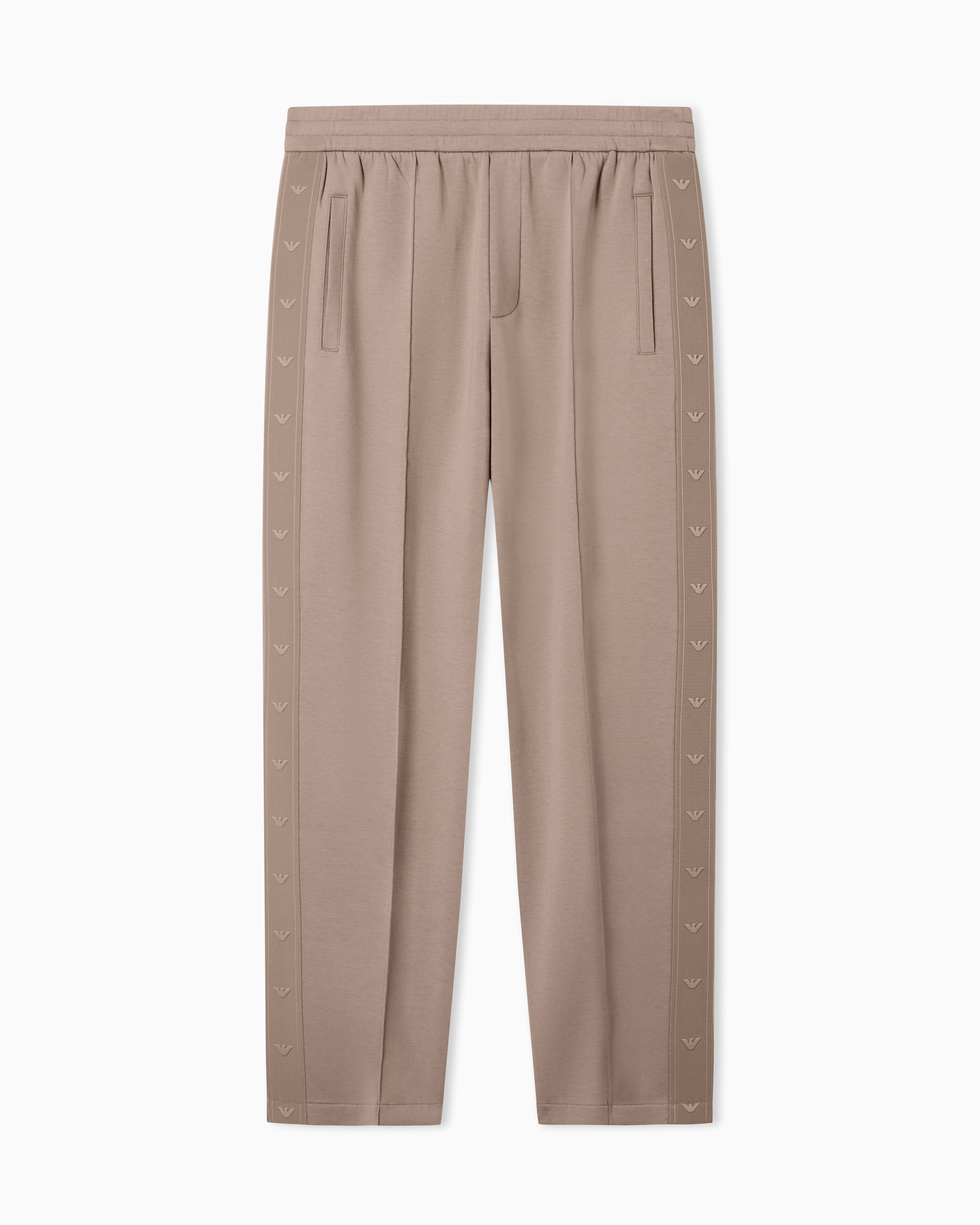 Emporio Armani Double-jersey trousers with micro eagle logo band