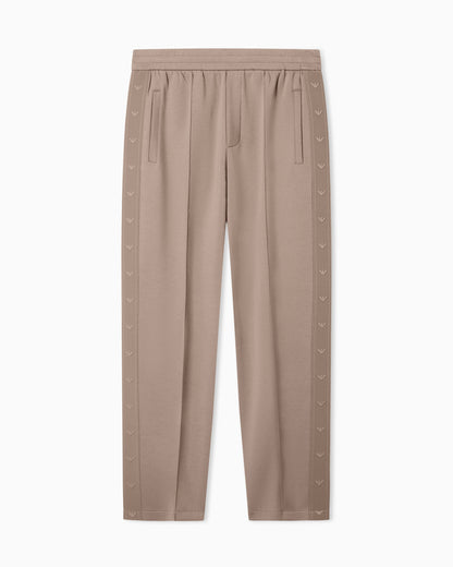 Emporio Armani Double-jersey trousers with micro eagle logo band