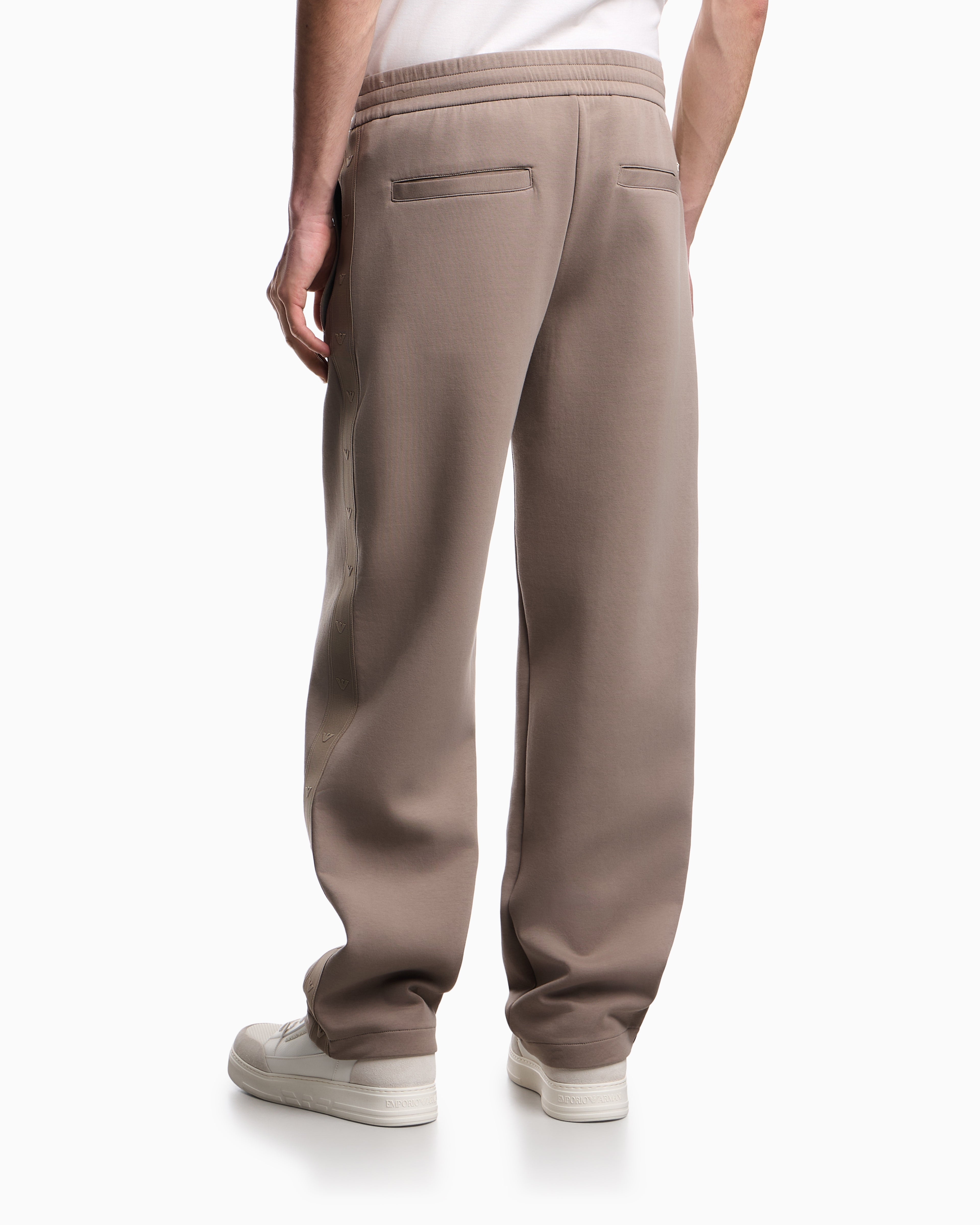 Emporio Armani Double-jersey trousers with micro eagle logo band