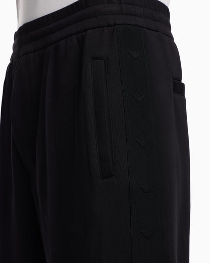 Emporio Armani Double-jersey trousers with micro eagle logo band