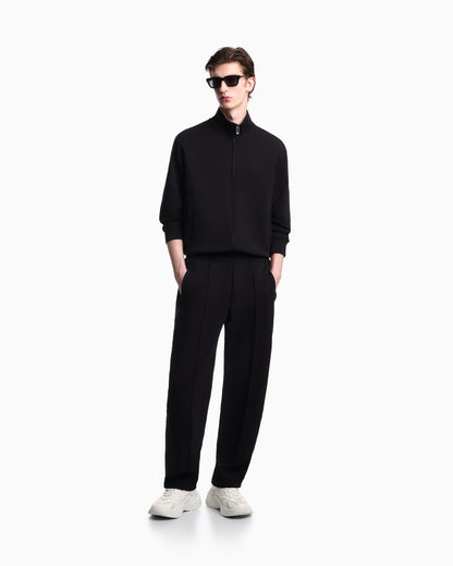 Emporio Armani Double-jersey trousers with micro eagle logo band
