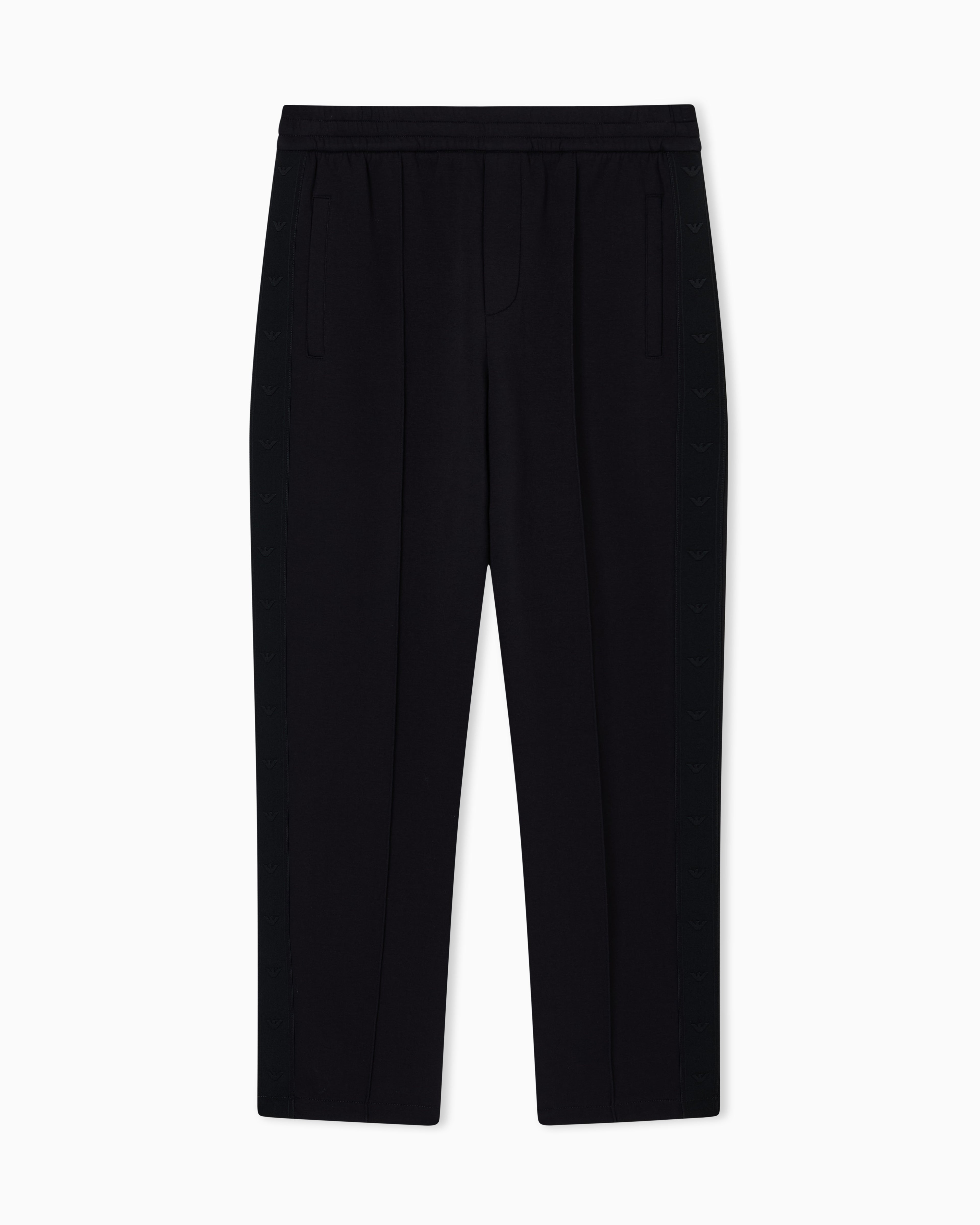 Emporio Armani Double-jersey trousers with micro eagle logo band