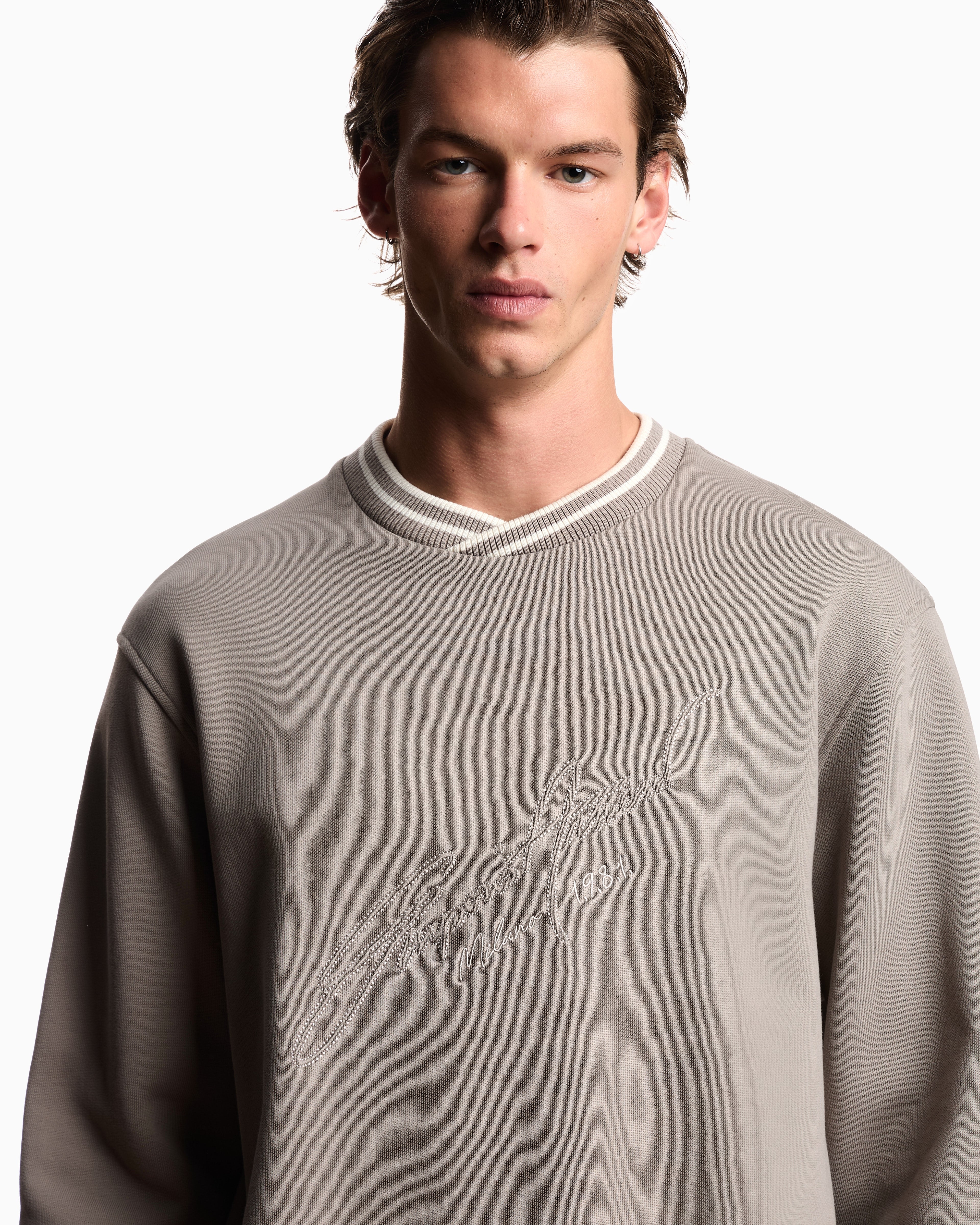 Emporio Armani French terry jersey sweatshirt with embroidered signature logo
