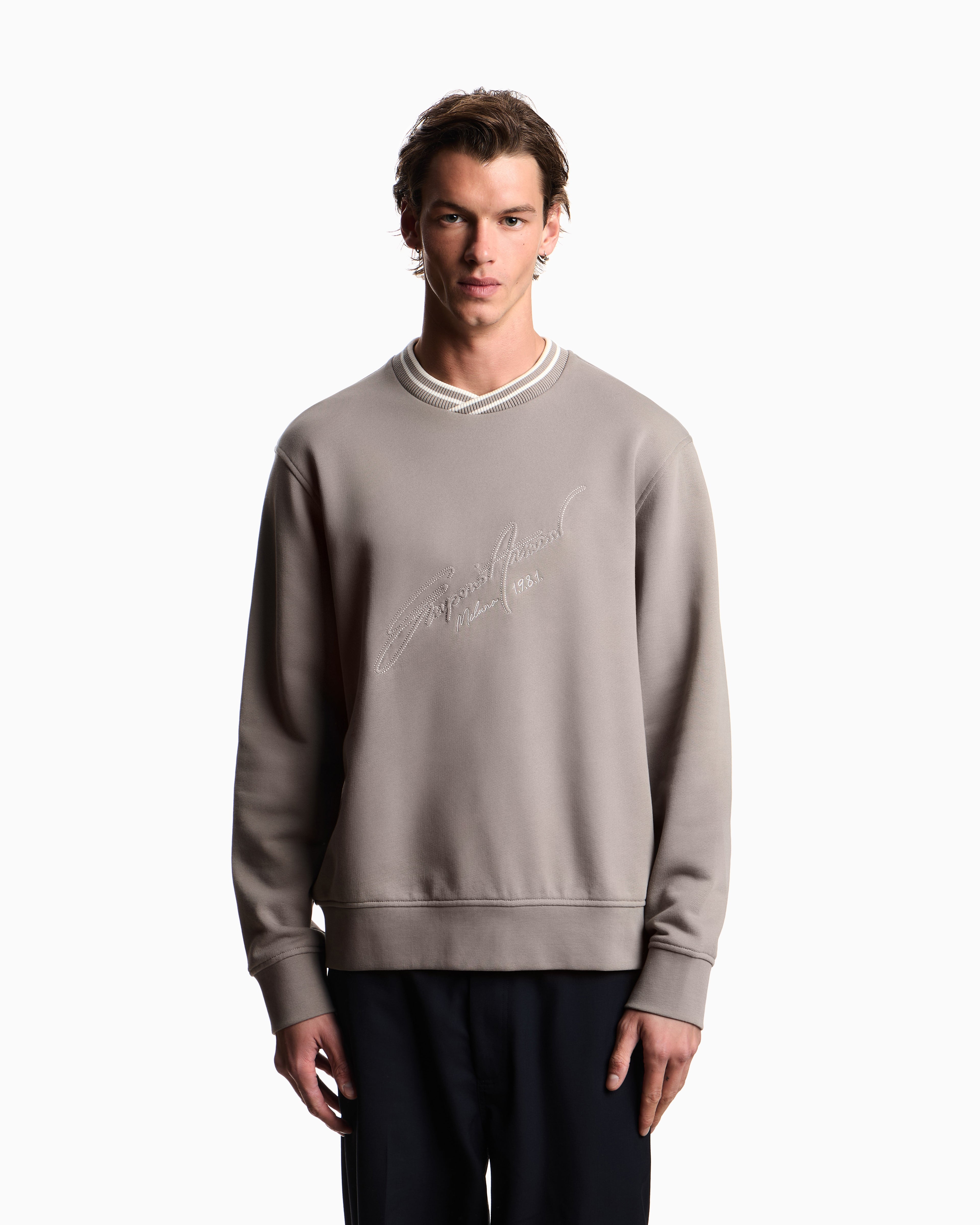 Emporio Armani French terry jersey sweatshirt with embroidered signature logo