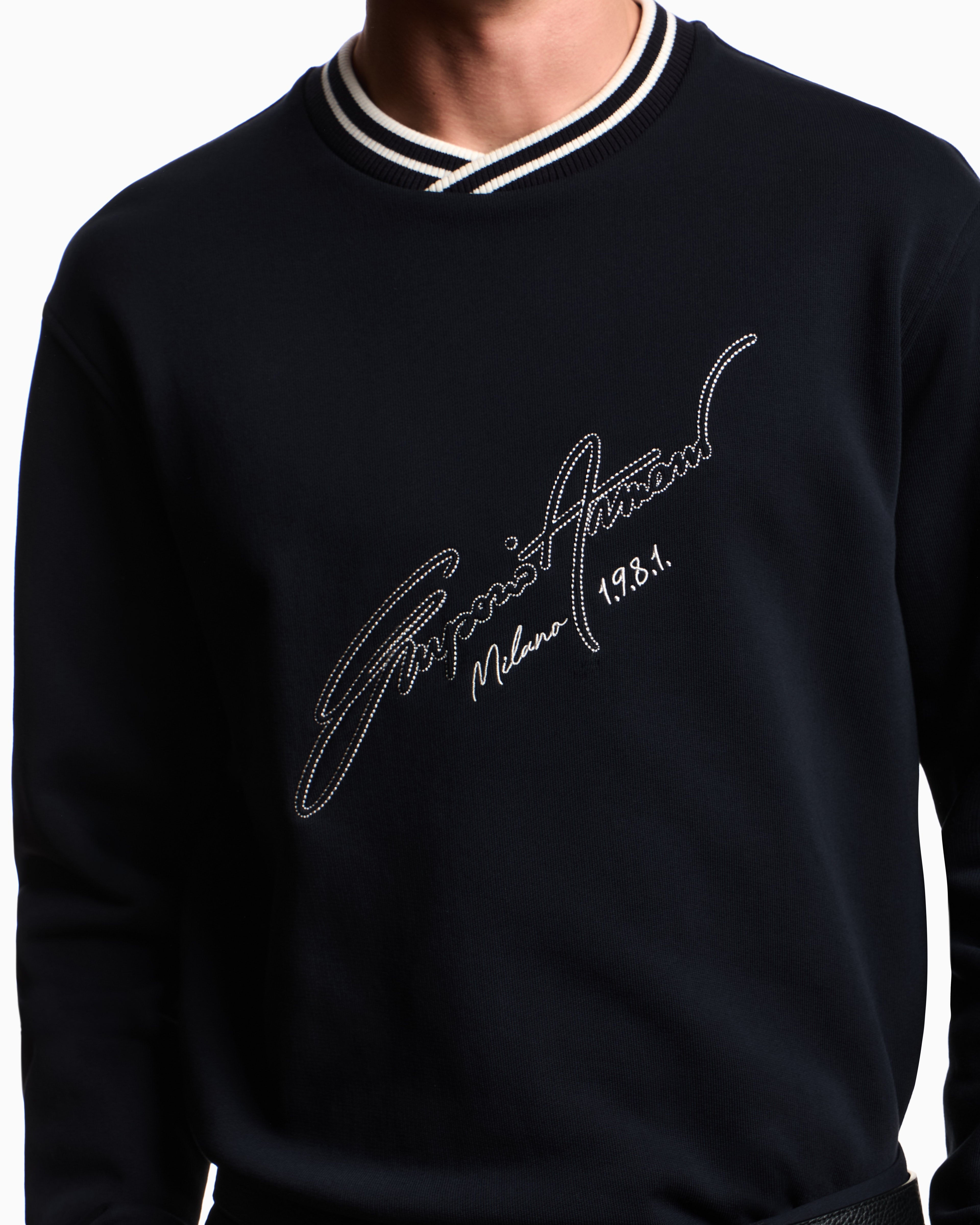 Emporio Armani French terry jersey sweatshirt with embroidered signature logo