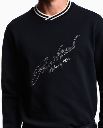 Emporio Armani French terry jersey sweatshirt with embroidered signature logo