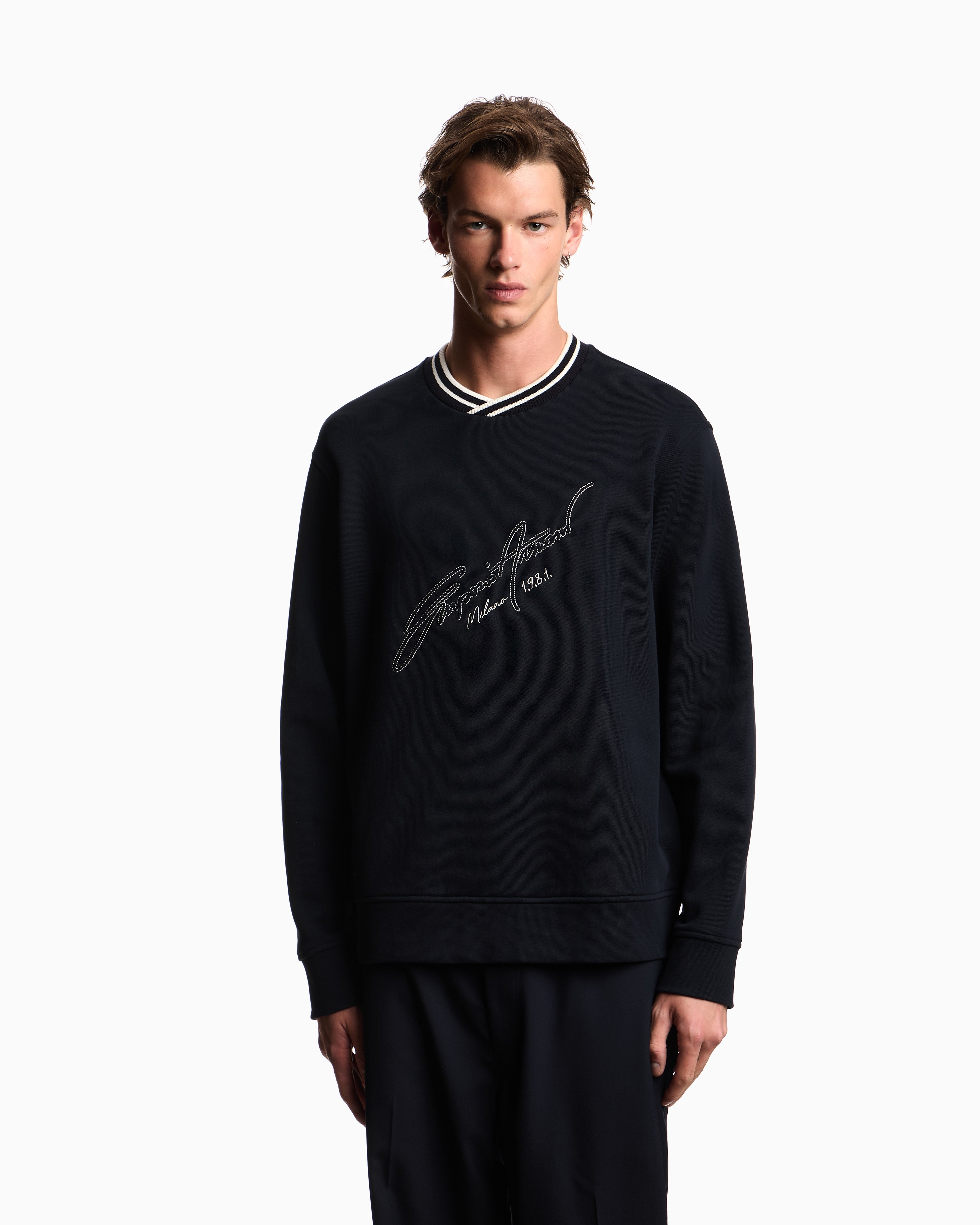 Emporio Armani French terry jersey sweatshirt with embroidered signature logo