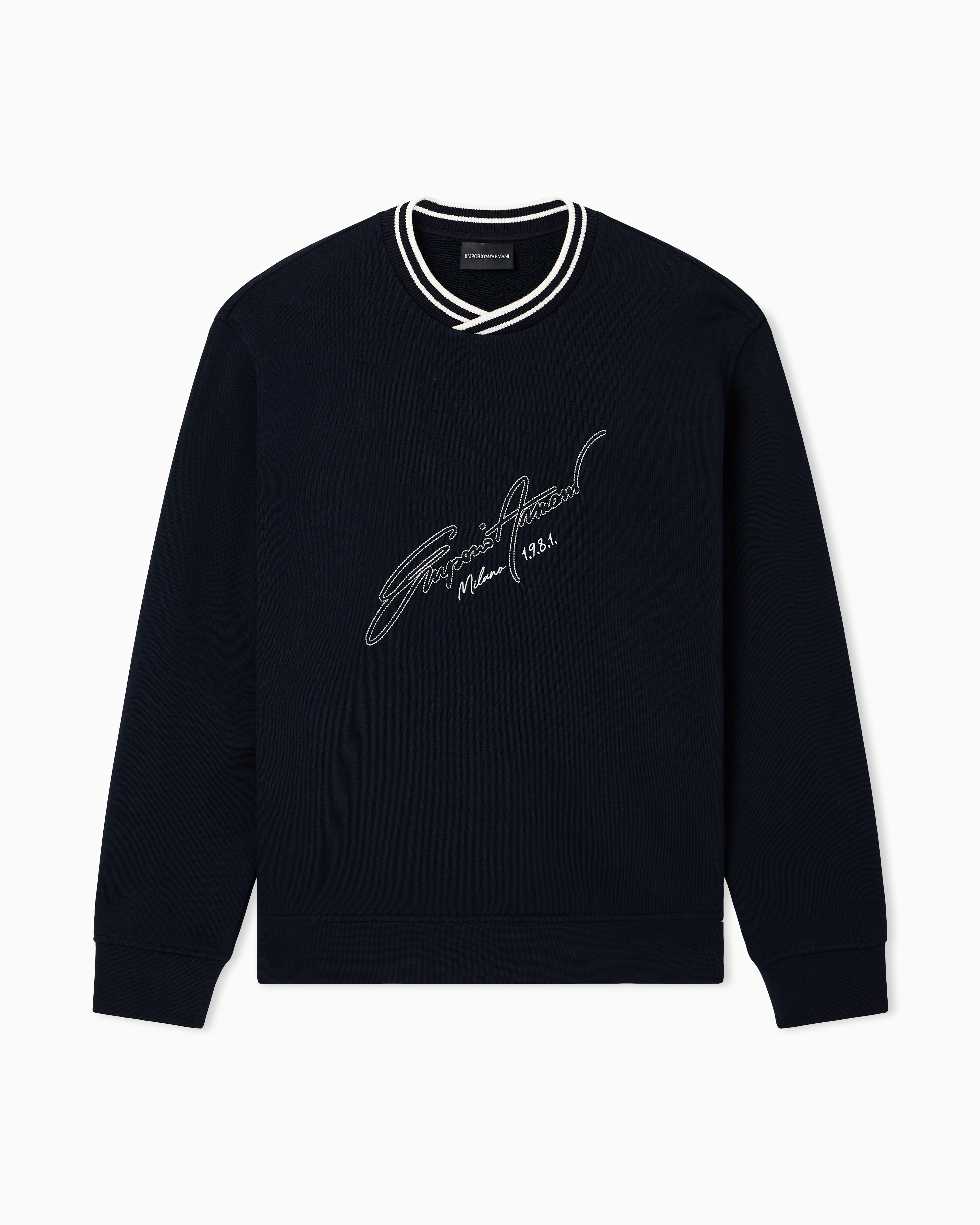 Emporio Armani French terry jersey sweatshirt with embroidered signature logo
