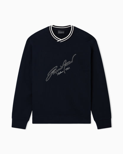 Emporio Armani French terry jersey sweatshirt with embroidered signature logo