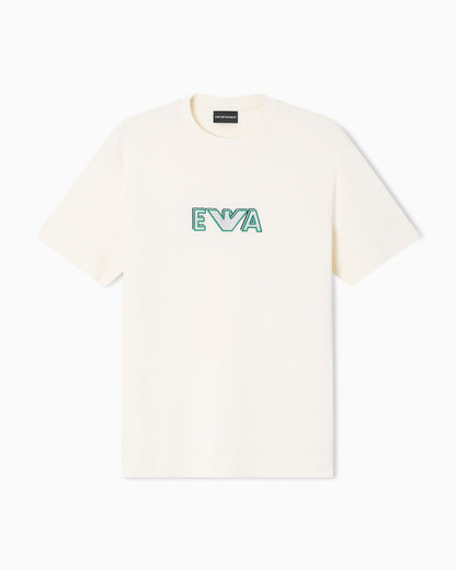 Emporio Armani Heavy jersey T-shirt with metal logo embroidery