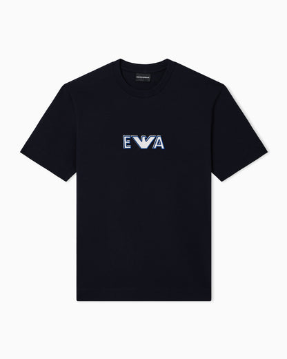 Emporio Armani Heavy jersey T-shirt with metal logo embroidery