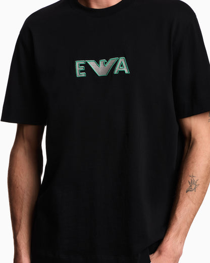 Emporio Armani Heavy jersey T-shirt with metal logo embroidery