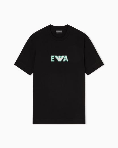 Emporio Armani Heavy jersey T-shirt with metal logo embroidery
