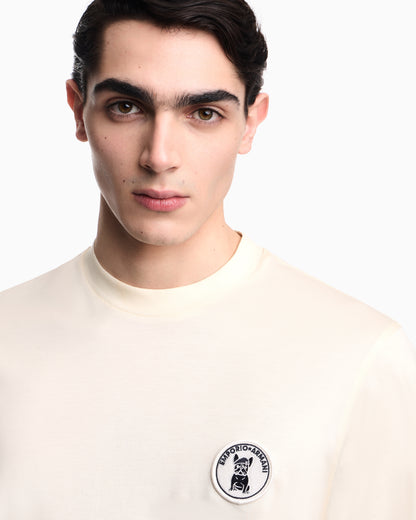 Emporio Armani Lyocell-blend jersey T-shirt with French bulldog patch