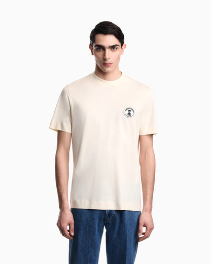 Emporio Armani Lyocell-blend jersey T-shirt with French bulldog patch