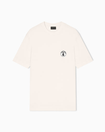 Emporio Armani Lyocell-blend jersey T-shirt with French bulldog patch