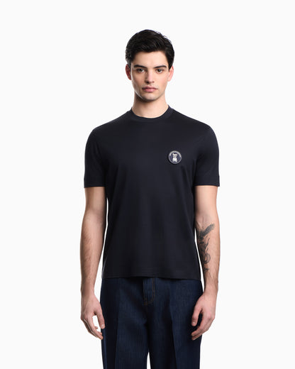 Emporio Armani Lyocell-blend jersey T-shirt with French bulldog patch
