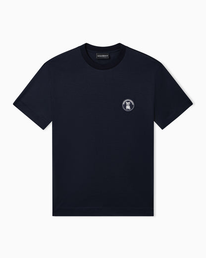 Emporio Armani Lyocell-blend jersey T-shirt with French bulldog patch