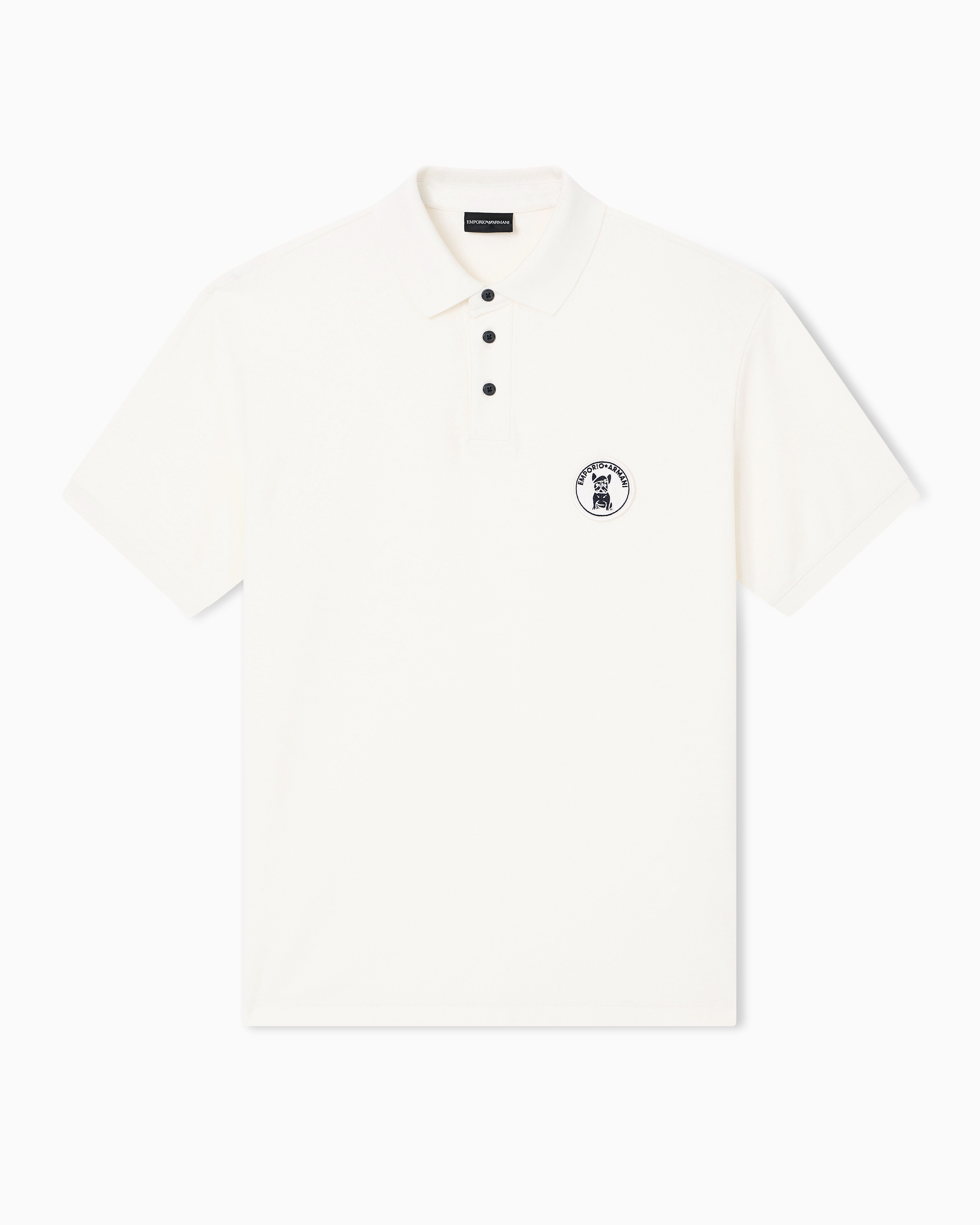 Emporio Armani Piqué polo shirt with French bulldog patch