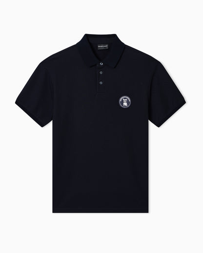 Emporio Armani Piqué polo shirt with French bulldog patch