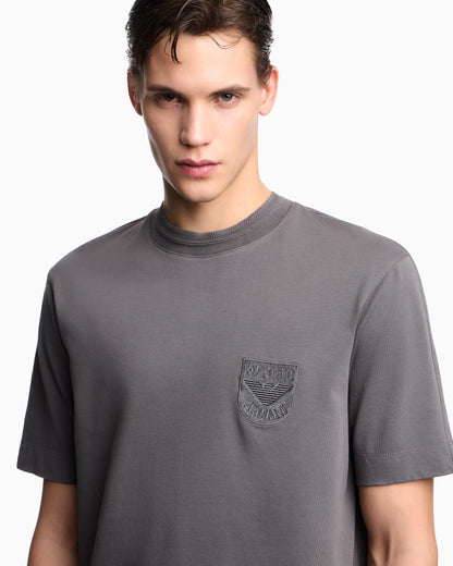 Emporio Armani Heavy jersey T-shirt with shield embroidery