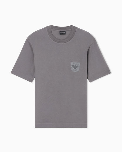 Emporio Armani Heavy jersey T-shirt with shield embroidery