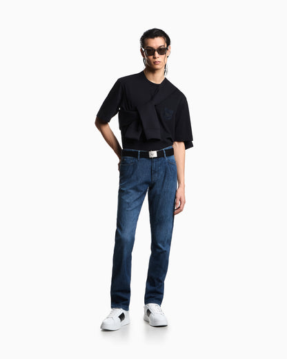 Emporio Armani Heavy jersey T-shirt with shield embroidery