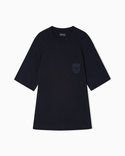 Emporio Armani Heavy jersey T-shirt with shield embroidery