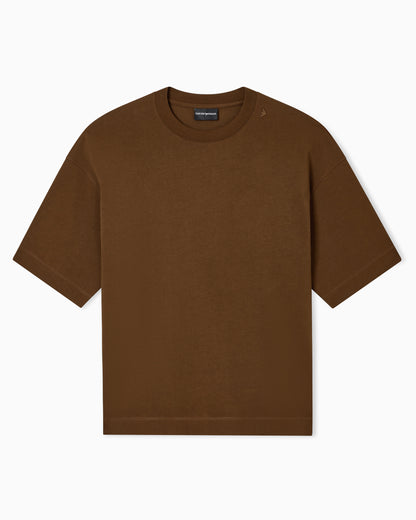 Emporio Armani Oversized heavy jersey T-shirt with micro eagle embroidery