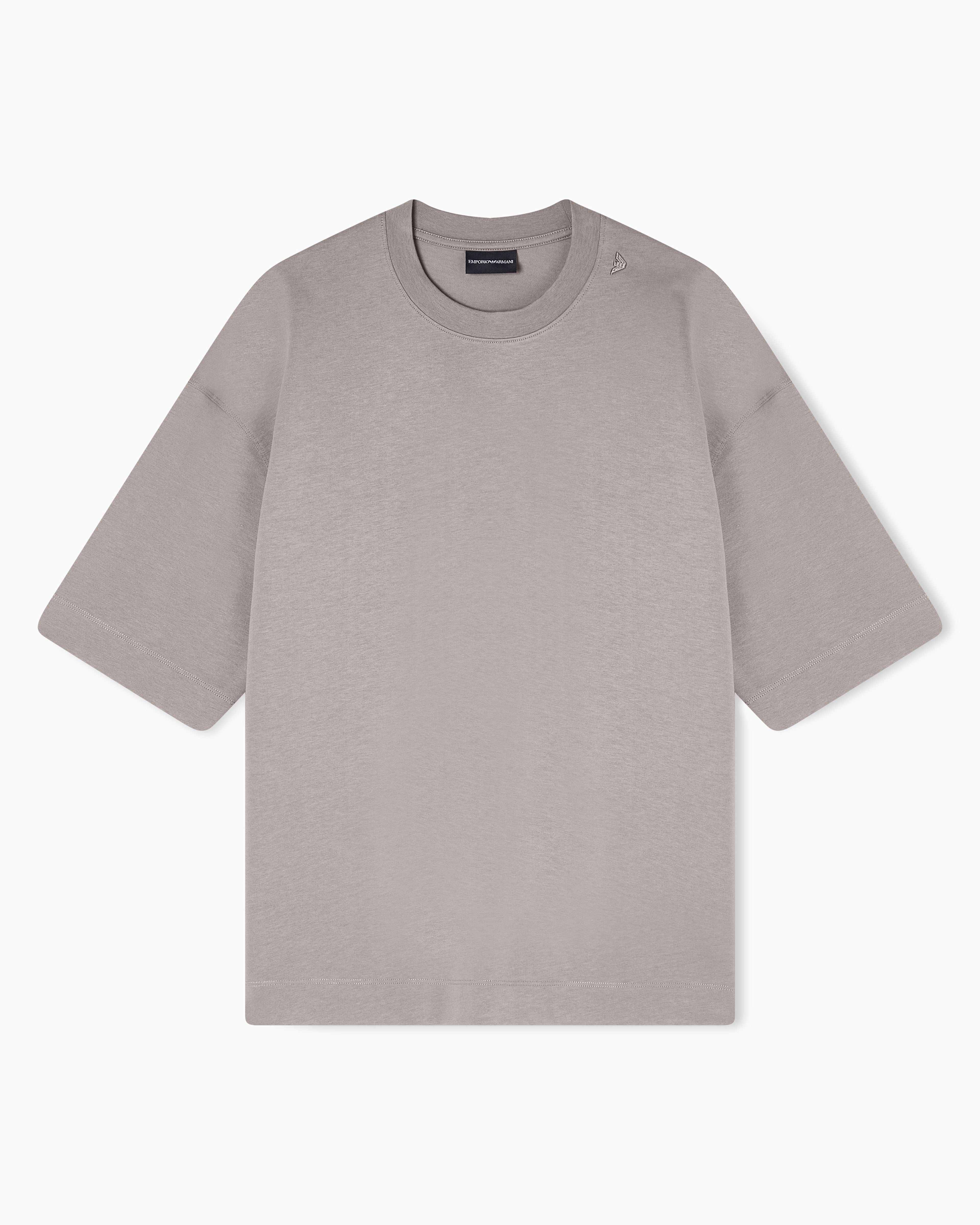 Emporio Armani Oversized heavy jersey T-shirt with micro eagle embroidery
