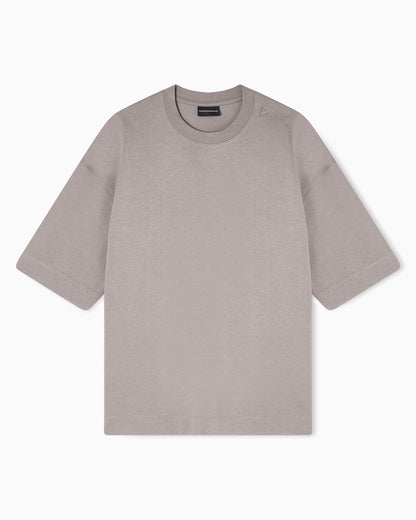 Emporio Armani Oversized heavy jersey T-shirt with micro eagle embroidery