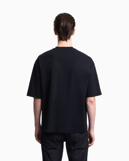 Emporio Armani Oversized heavy jersey T-shirt with micro eagle embroidery