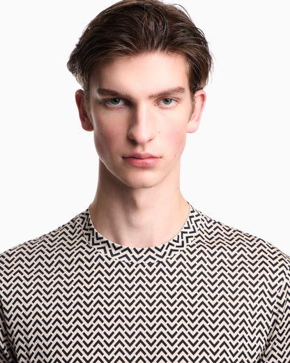 Emporio Armani Lyocell-blend jersey T-shirt with micro op-art pattern print