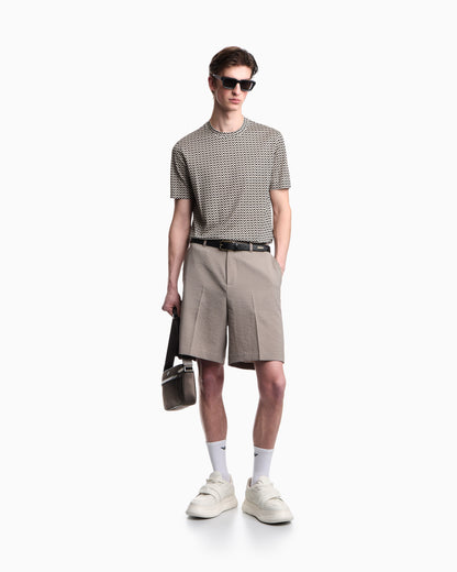 Emporio Armani Lyocell-blend jersey T-shirt with micro op-art pattern print
