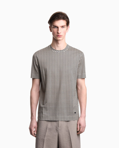 Emporio Armani Lyocell-blend jersey T-shirt with micro op-art pattern print
