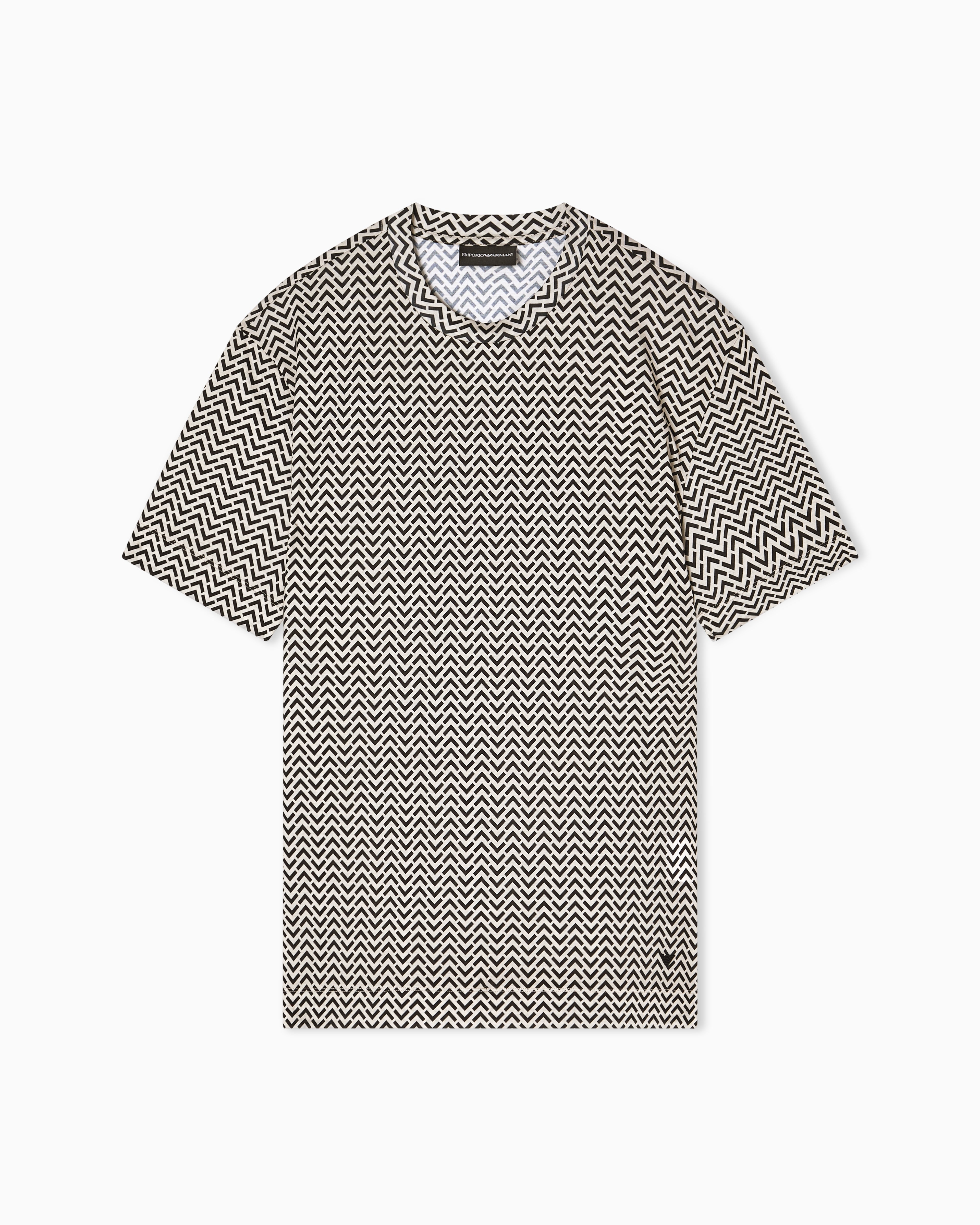 Emporio Armani Lyocell-blend jersey T-shirt with micro op-art pattern print