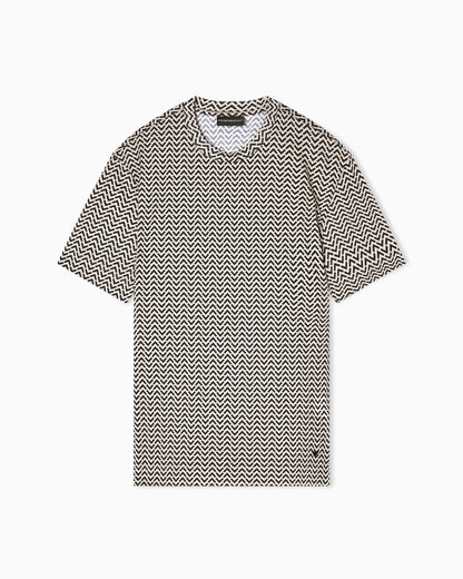 Emporio Armani Lyocell-blend jersey T-shirt with micro op-art pattern print