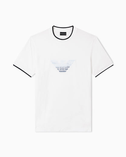 Emporio Armani Slim-fit T-shirt in a Lyocell-blend jersey, featuring a gradient eagle embroidery