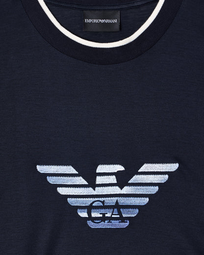 Emporio Armani Slim-fit T-shirt in a Lyocell-blend jersey, featuring a gradient eagle embroidery