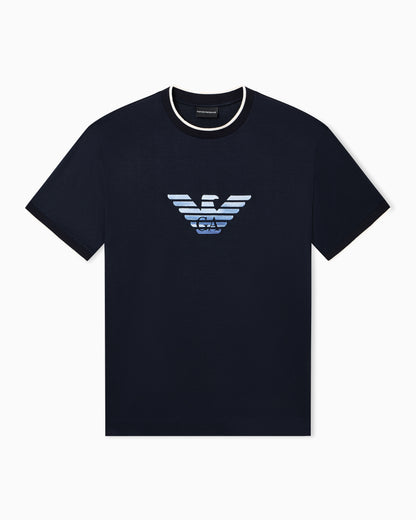 Emporio Armani Slim-fit T-shirt in a Lyocell-blend jersey, featuring a gradient eagle embroidery