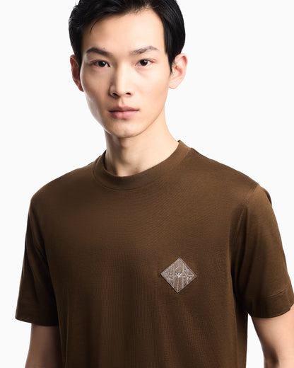 Emporio Armani Slim-fit Lyocell-blend jersey T-shirt with logo patch