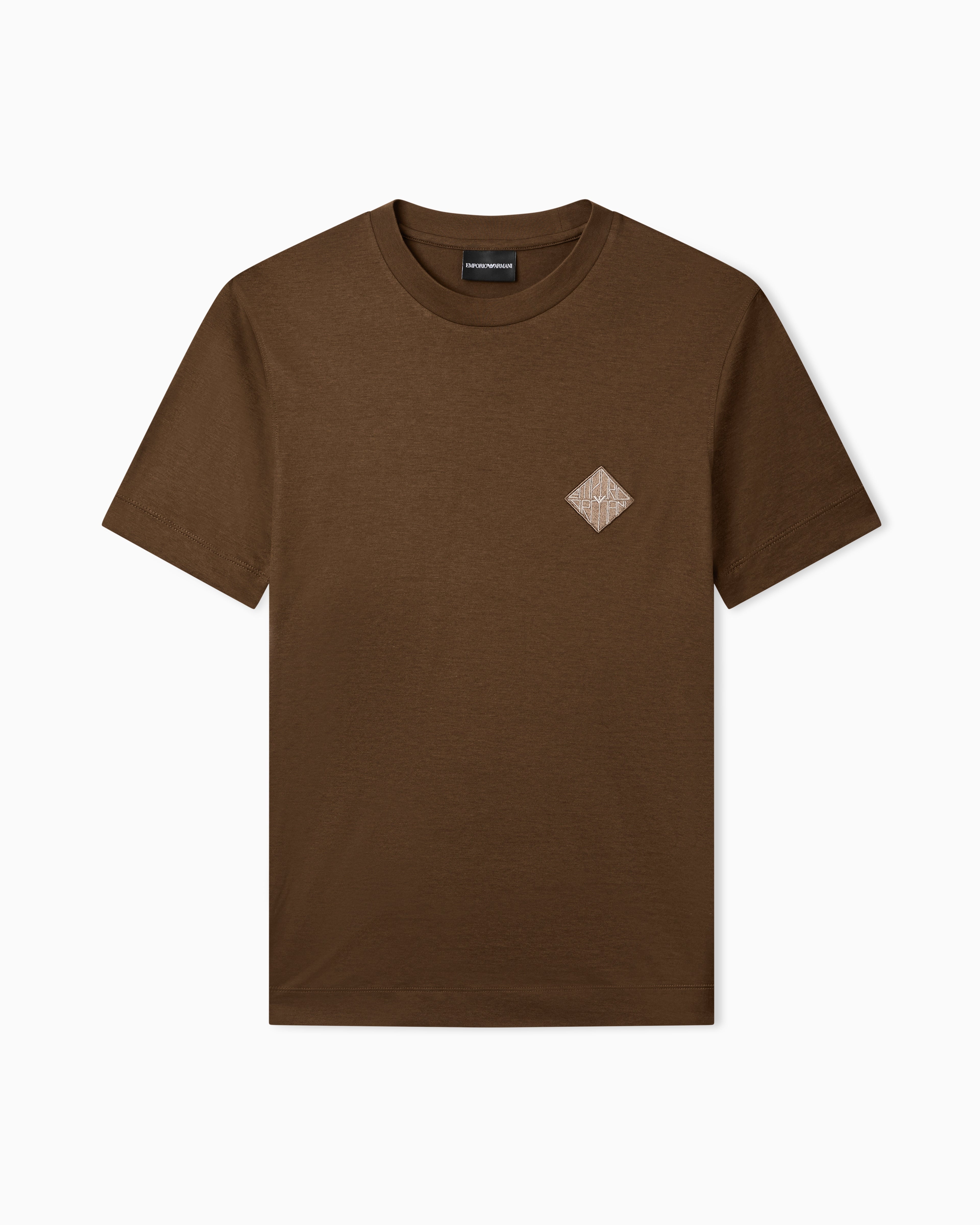 Emporio Armani Slim-fit Lyocell-blend jersey T-shirt with logo patch