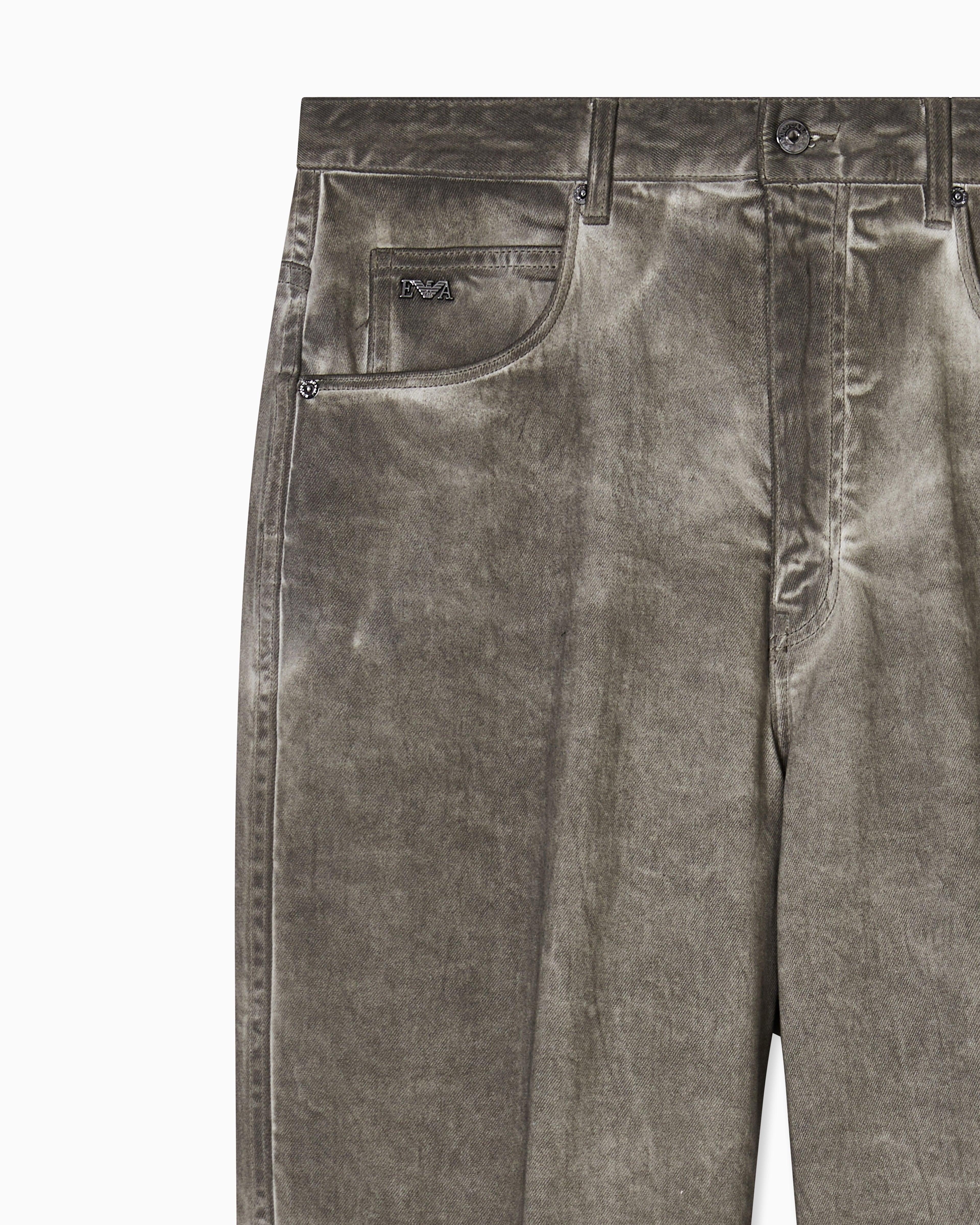Emporio Armani J80 baggy twist-fit, dirty-wash garment-dyed stretch-denim jeans