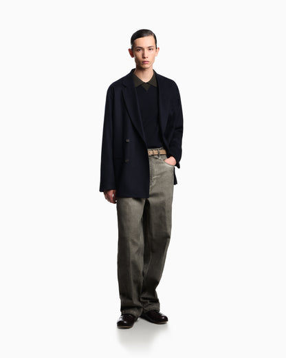 Emporio Armani J80 baggy twist-fit, dirty-wash garment-dyed stretch-denim jeans