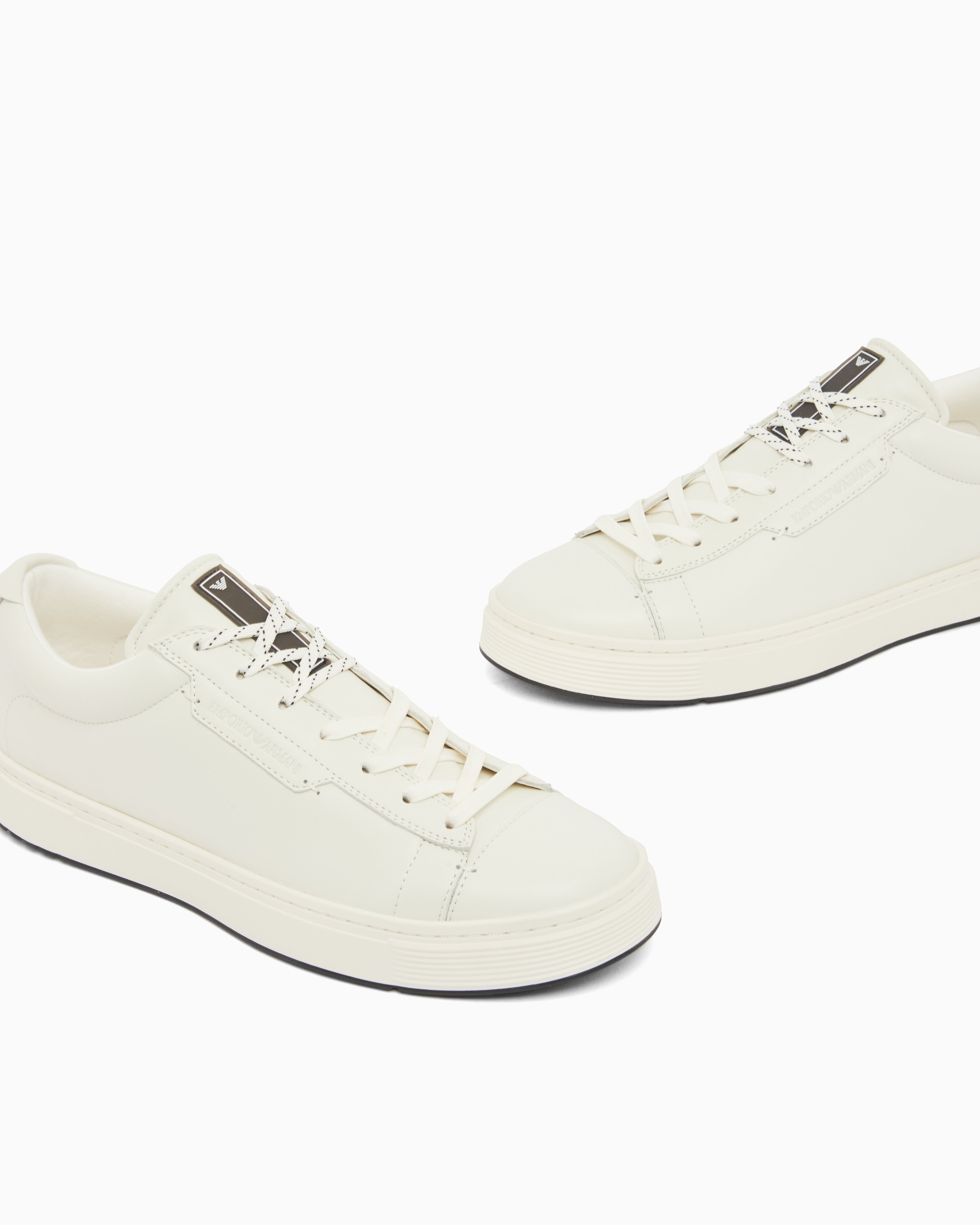 Emporio Armani Travel Essentials Leather Sneakers White