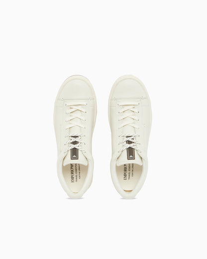 Emporio Armani Travel Essentials Leather Sneakers White