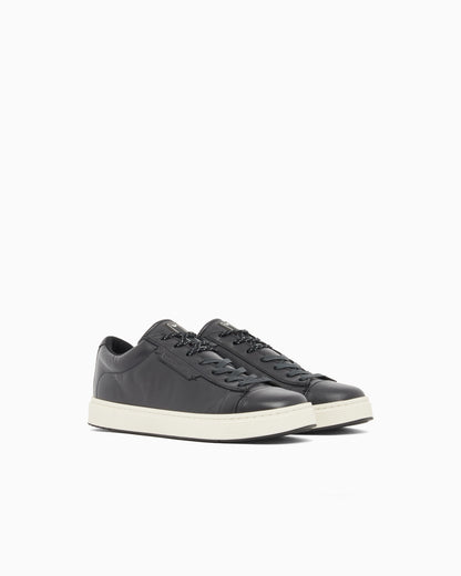 Emporio Armani Travel Essentials Leather Sneakers Navy Blue
