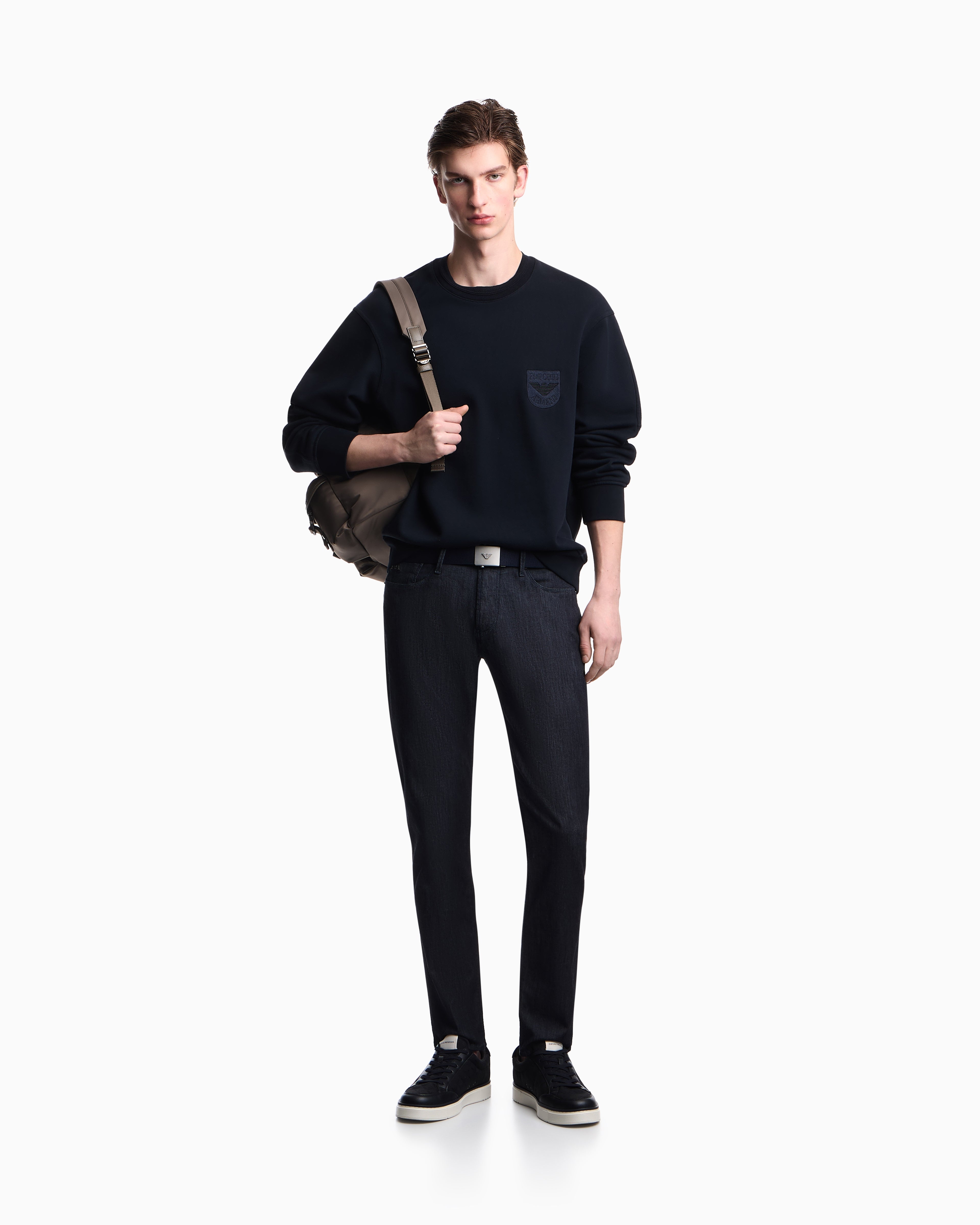 Emporio Armani French terry jersey sweatshirt with shield embroidery