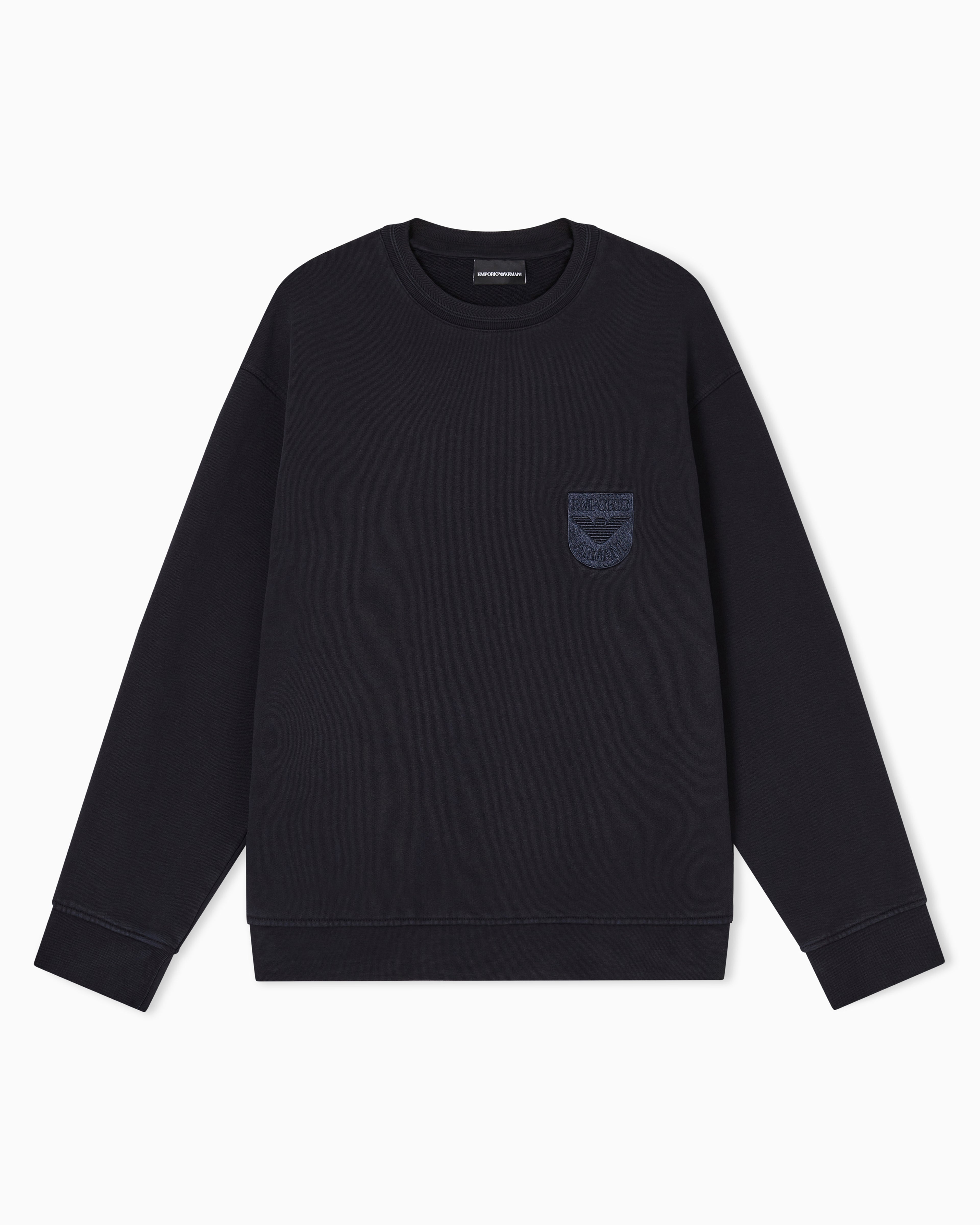 Emporio Armani French terry jersey sweatshirt with shield embroidery